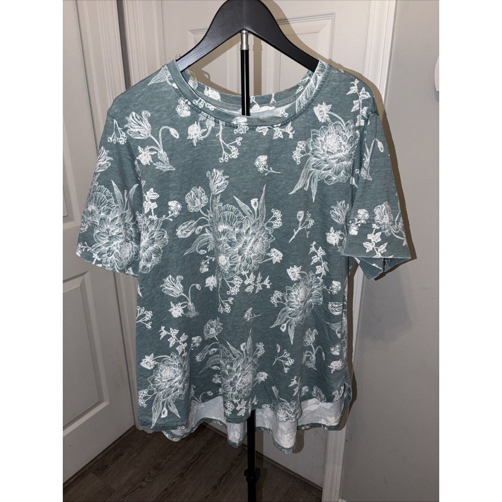 Jane and Delancey Floral‎ Print top 1x Relaxed Hi Lo Hem Casual Coastal Shabby